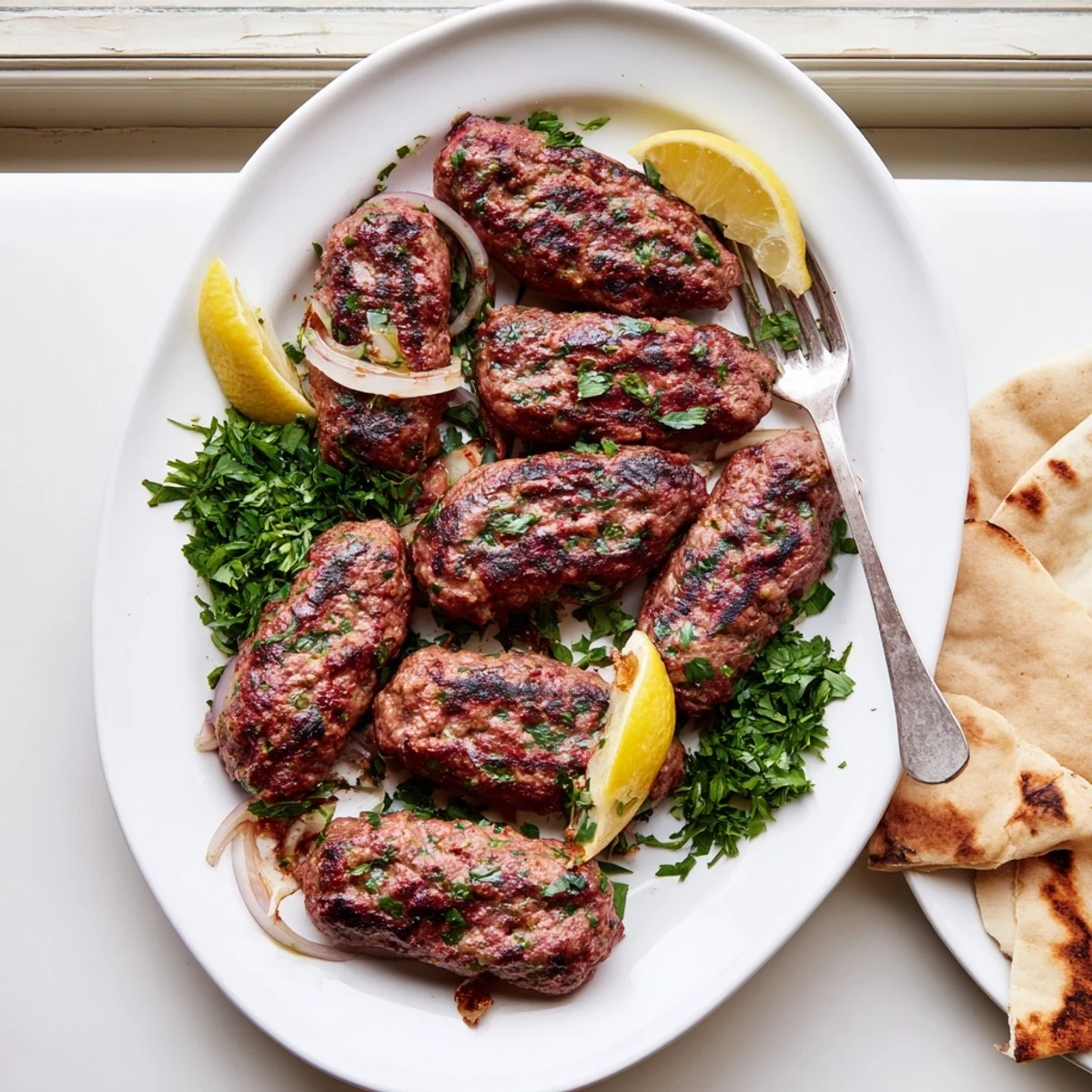 Juicy Lebanese kafta skewers grilled to perfection with aromatic herbs and warm spices