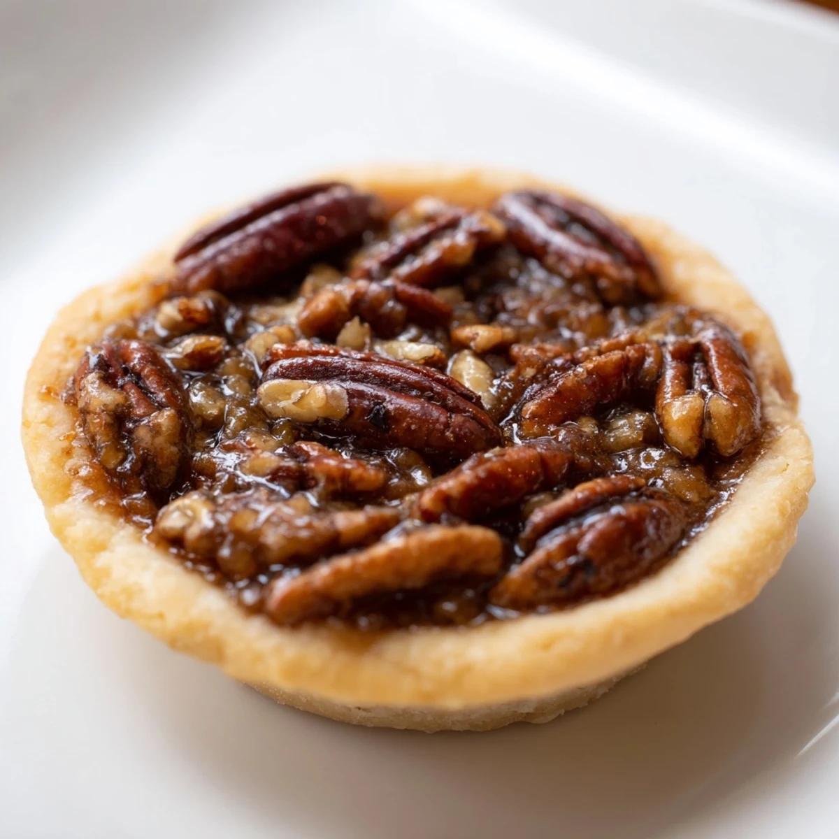 Mini pecan pies served with whipped cream for a holiday dessert platter