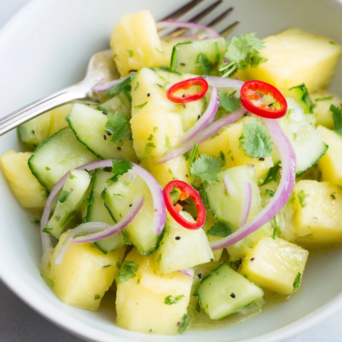 Pineapple Cucumber Salad served alongside grilled fish or tacos for summer meals