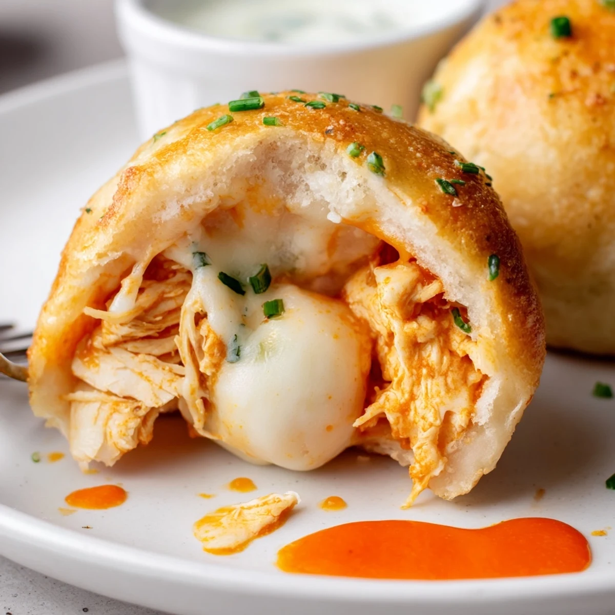 Buffalo Chicken Mozzarella Bombs For Game Day Bliss, golden dough with gooey mozzarella