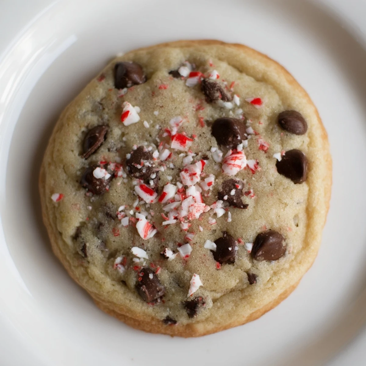 Stack of Peppermint Chocolate Chip Cookies beside milk glass, cool peppermint crunch