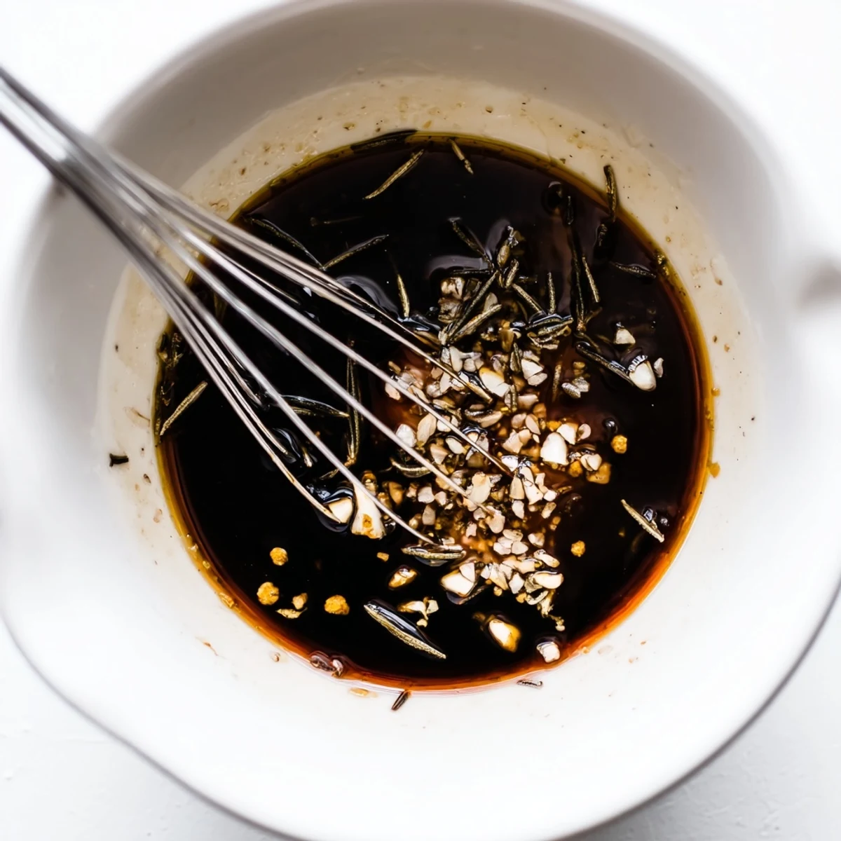 Steak Marinade glistening on sirloin, garlicky aroma, ready for grilling.