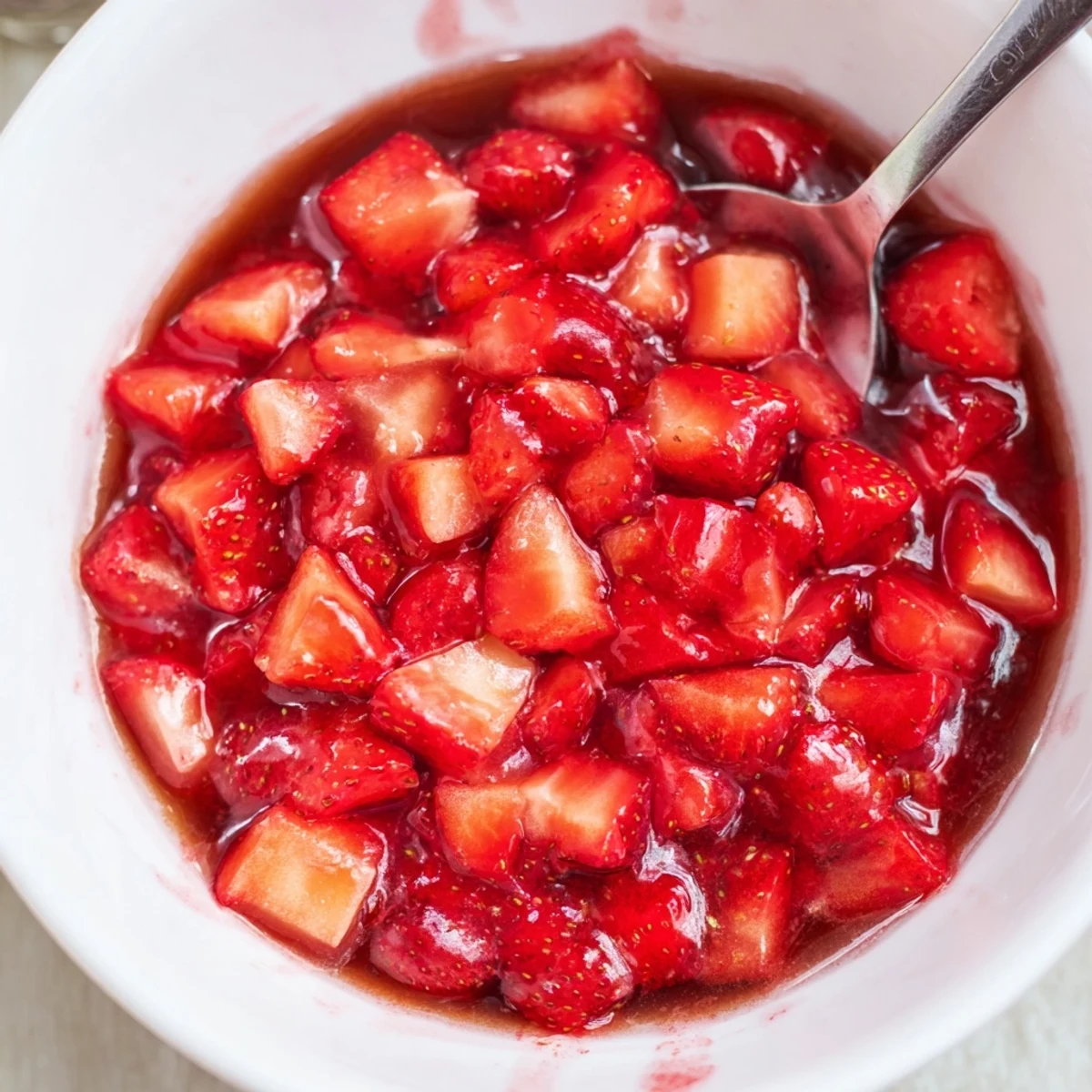 Glossy texture dotted with softened berry chunks, chilled Strawberry Cake Filling Recipe to spread