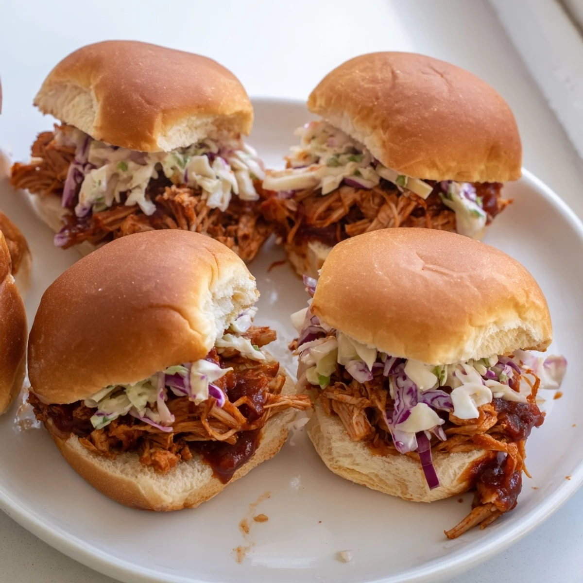 Tender smoky BBQ chicken piled onto soft sweet Hawaiian rolls for an easy crowd-pleasing dinner
