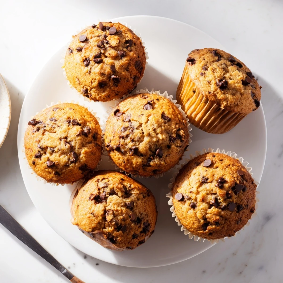 Moist banana muffins studded with semisweet chocolate chips and brewed espresso flavors
