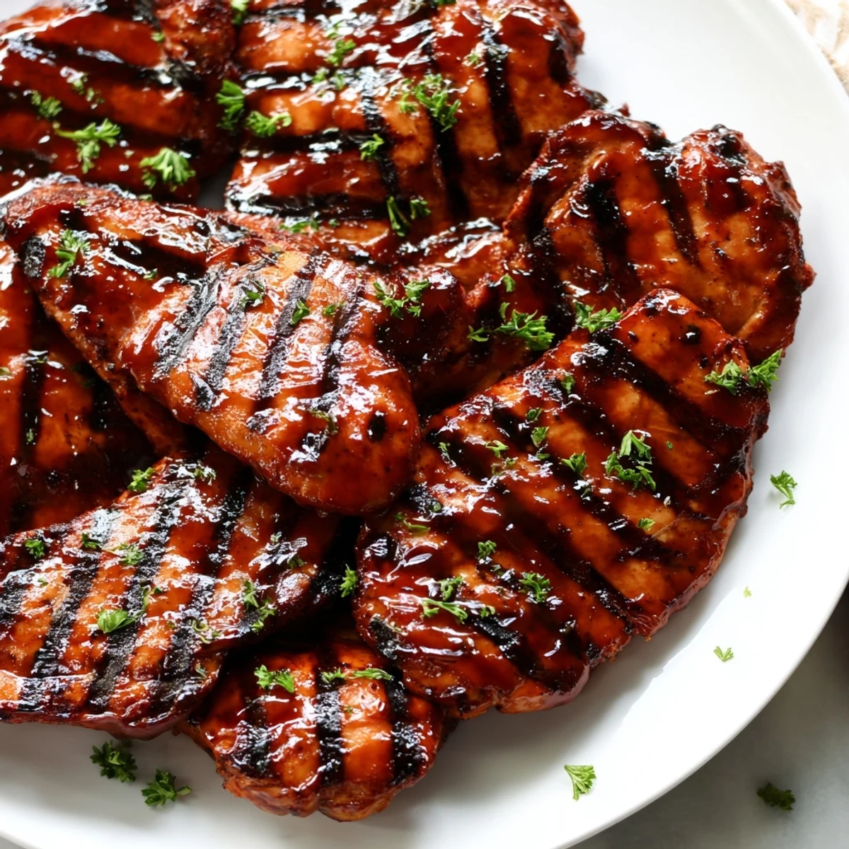 Grilled Coca Cola Glazed Chicken Breast with sticky sweet glaze on a smoky grill