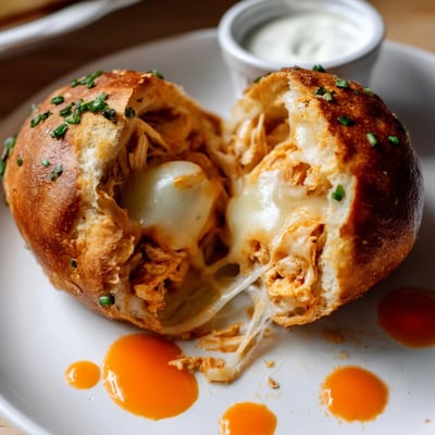 Warm Buffalo Chicken Mozzarella Bombs For Game Day Bliss served with ranch dip